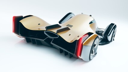 3D rendering of a brand-less generic concept racing car	
