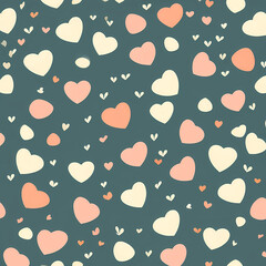 seamless pattern of mini hearts hand drawn style, generative AI