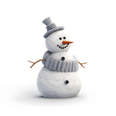 Cute snowman isolated on white background