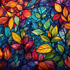 Fototapeta na wymiar seamless pattern with autumn leaves ,Ai generative
