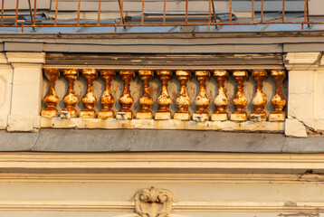 Rusty columns on the roof of a house