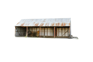 An old farm barn in a rural area isolated png