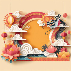 Paper Art Chinese New Year Year Of Dragon 2024 Background - 02