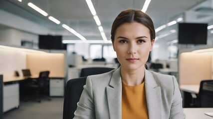 businesswoman working on laptop in office