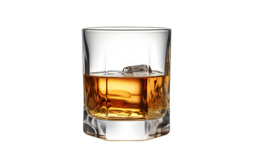Glass of whiskey with ice isolated on transparent background