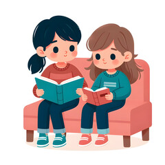 children reading book