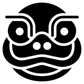 lion dance icon with glyph style and pixel perfect base. Suitable for website design, logo, app and UI. Based on the size of the icon in general, so it can be reduced.