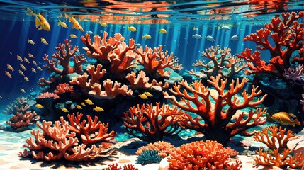 digital art/illustration of fish swimming in aquarium