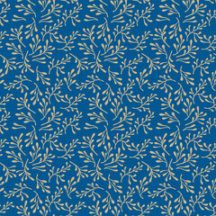 Japanese Sea Leaf Branch Vector Seamless Pattern