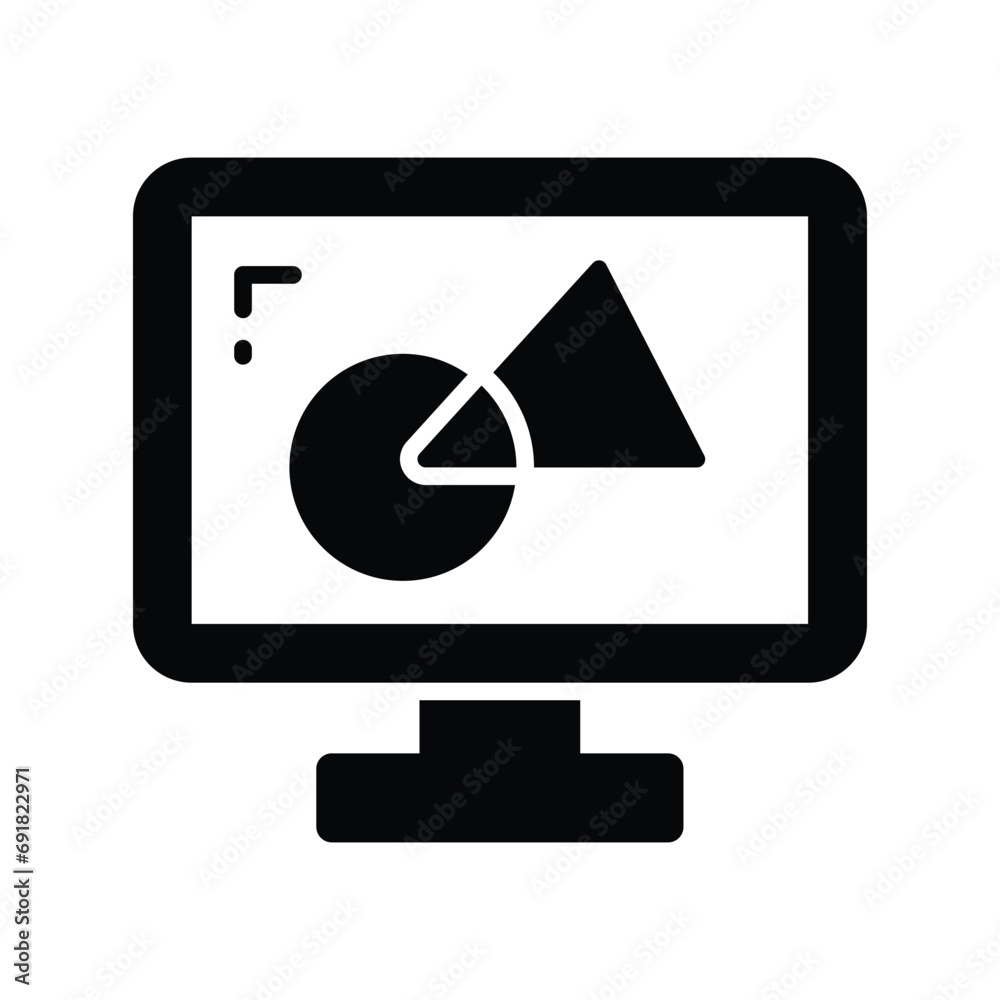 Fototapete design inside monitor showing concept icon of digital art in flat style