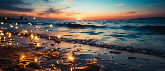 Foto auf Acrylglas Sternenlicht am Strand: Partyzauber beim Sonnenuntergang © PhotoArtBC