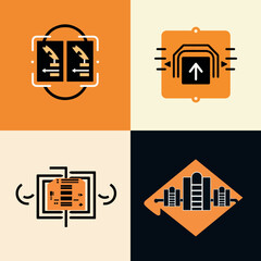 Vector Illustration of flat geometric vector graphic logo of a data center electrical symbol 