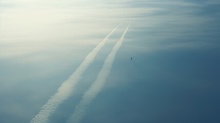 contrail silhouette shadow photography aerial photography - obrazy, fototapety, plakaty