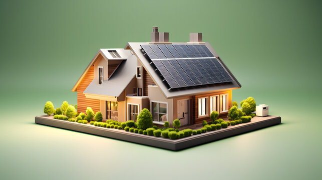 Efficiency energy rating concept. Sustainable development and eco house. Ecological house with low consumption on renovation with insulation. Generative Ai. - Powered by Adobe