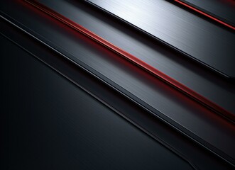 A sleek and modern metallic design on a dark background, with a maroon streak framed by silver lines. Generative AI.
