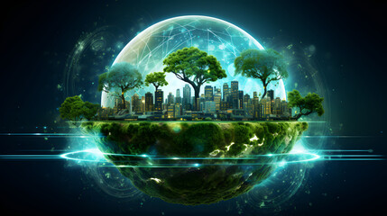 Environmental technology concept. Sustainable development goals. Generative Ai.