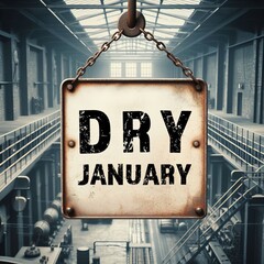 Dry January hanging sign concept - obrazy, fototapety, plakaty