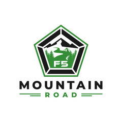 mountain road illustration logo