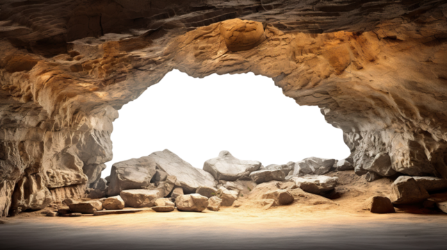 Big empty cave with cut out entrance