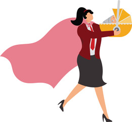 Super mother, Baby Stroller, Balance, Business, Businessman, Busy, Cheerful