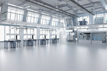 Laboratory interior or manufacturing factory with space