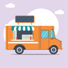 colorful pack of flat food trucks