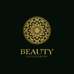 Elegant abstract tree leaf flower logo icon vector design. Universal creative premium symbol. Luxury gem boutique vector sign in gold color.