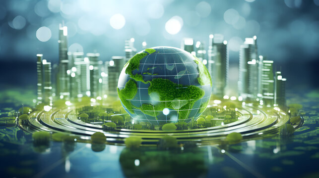 Green technology. Environmental technology concept. Sustainable development goals. Generative Ai.