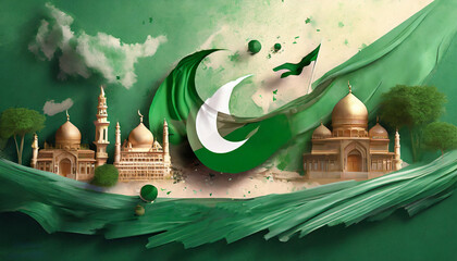 Pakistan day illustration - Powered by Adobe