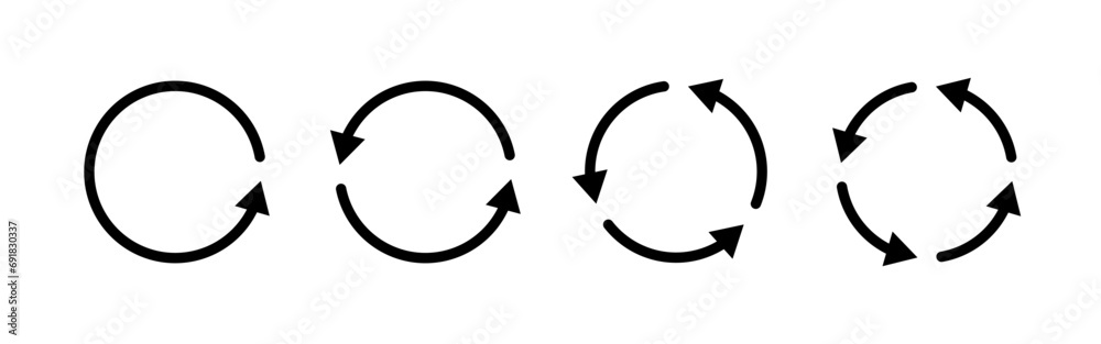 Canvas Prints circle arrow icons set. round reload, restart, recycle and repeat symbol. one, two, three and four a