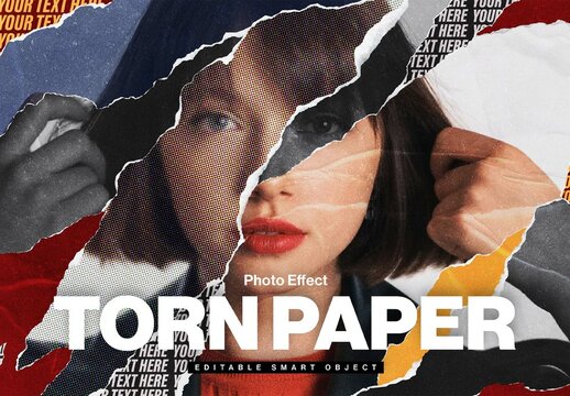 Torn Paper Photo Effect Layout