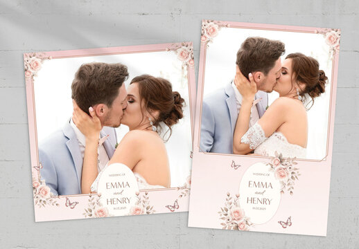 Blush Pink Wedding Photo Card Layout