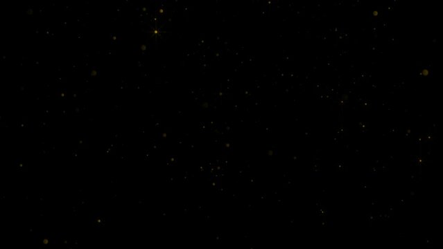 Falling gold glitter particles background. VFX falling gold glitter particles