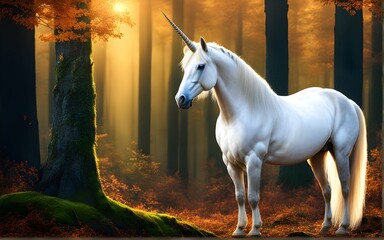 Unicorn Horse, Nature, Wildlife, Forest landscape
