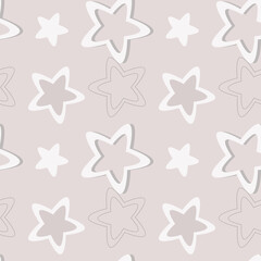 Seamless pattern of stars. Image on a white and colored background. Vector.