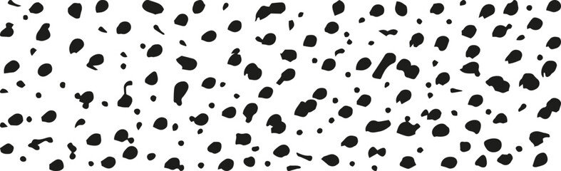 Black spotted seamless repeating texture. Vector set of hand-drawn dots and spots isolated on transparent background