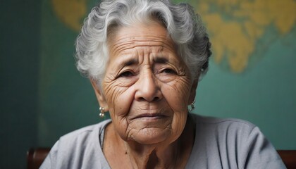 an old woman, 70s, marked by life, wrinkles and gray hair, dark red circles under the eyes, irritated - obrazy, fototapety, plakaty