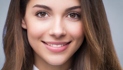 Fototapeta premium closeup front-view young adult woman, beautiful face, youthful look, mouth