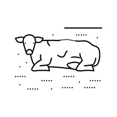 cow lying down line icon vector. cow lying down sign. isolated contour symbol black illustration