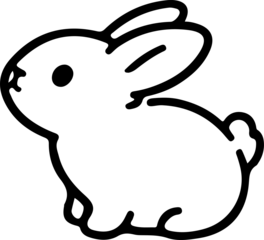 cute rabbit Doodle style hand drawn style black art line illustration. Happy Easter day bunny pose outline sketch icon on transparency