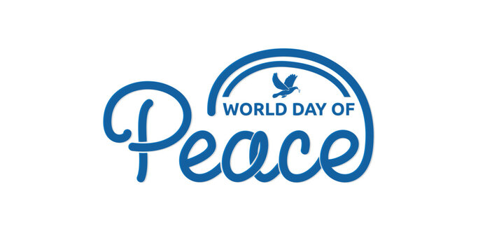 World Day of Peace modern handwritten text calligraphy. Held on 1 January.  Great for dedicated universal peace through handwriting text illustration