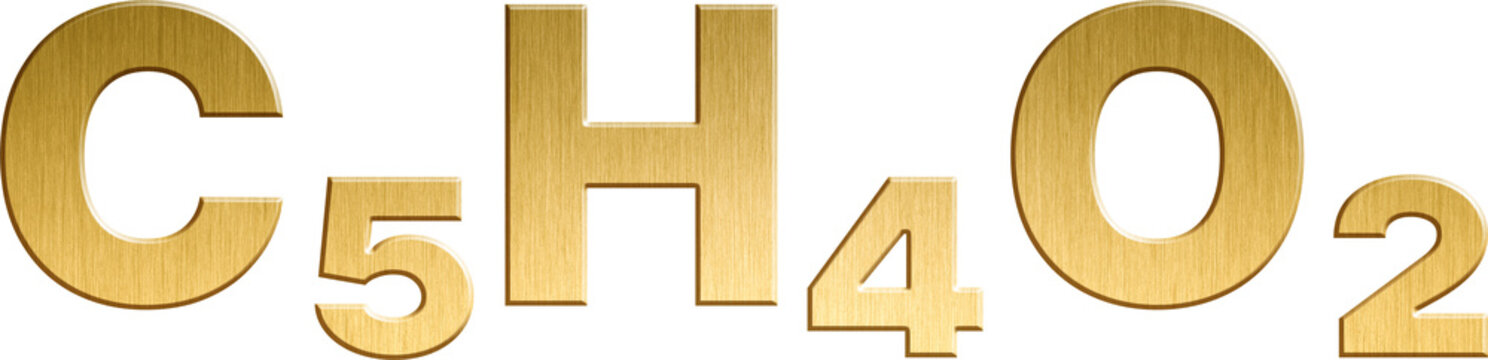 Furfural - C5H4O2 Sparkling Gold Organic Chemical Formula