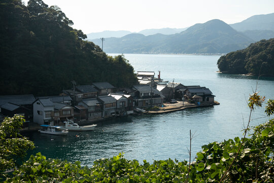 Beautiful fishing village of Ine in the north of Kyoto. Funaya or boat houses are traditional wooden houses built on the seashore.