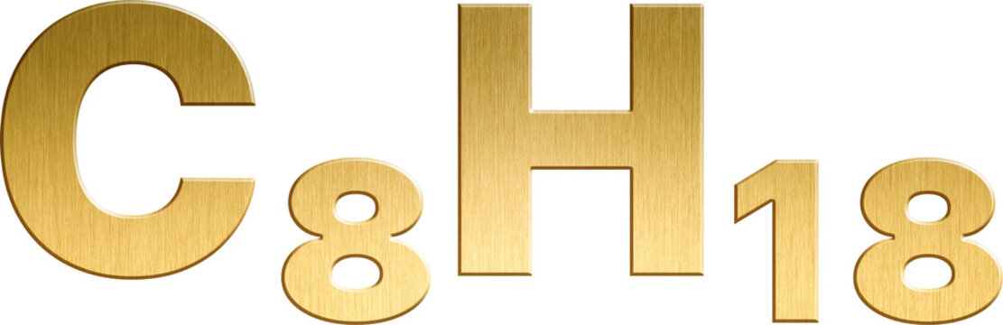 Isooctane - C₈H₁₈ Sparkling Gold Organic Chemical Formula