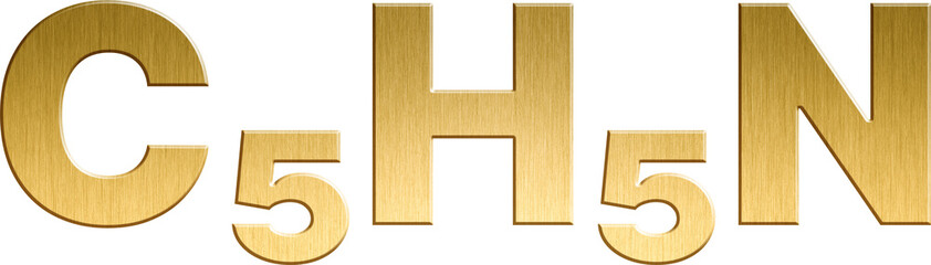 Pyridine - C₅H₅N Sparkling Gold Organic Chemical Formula