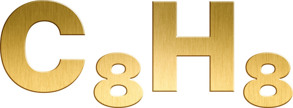 Styrene - C₈H₈ Sparkling Gold Organic Chemical Formula