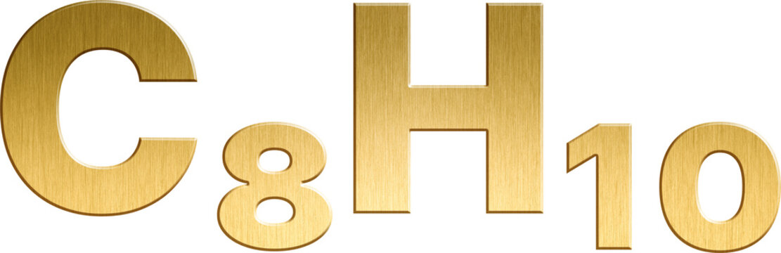 Xylene - C₈H₁₀ Sparkling Gold Organic Chemical Formula