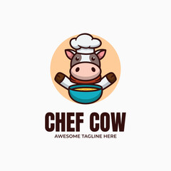 Chef Cow Mascot Logo Print