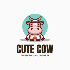 Cute Cow Mascot Logo