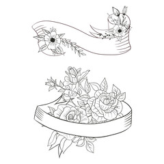 vector graphic illustration of  flower ribbon sketch